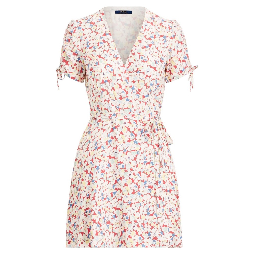 NWT $268 Polo Ralph Lauren Womens Size 8 Floral Crepe Wrap Dress